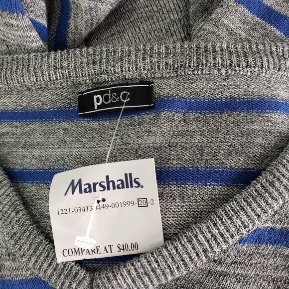 Men's PD & C Striped V-neck Sweater XL New - Picture 3 of 9
